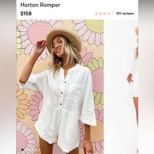 SHOW ME YOUR MUMU OVERSIZED WHITE LINEN HORTON ROMPER MEDIUM